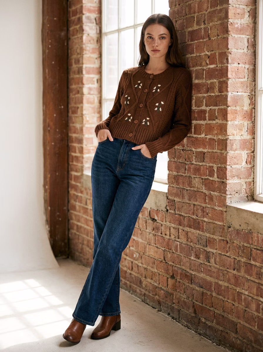 Women's Sweaters and Sweatshirts AI virtual try-on — Women Sweater Full Sleeve Casual fashion model photoshoot by VERA Fashion AI