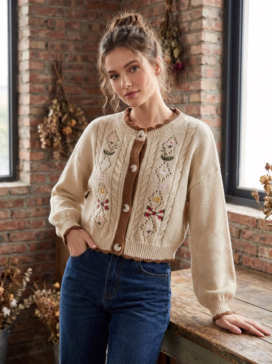 Women's Sweaters and Sweatshirts AI virtual try-on — Women Sweater Full Sleeve Casual fashion model photoshoot by VERA Fashion AI