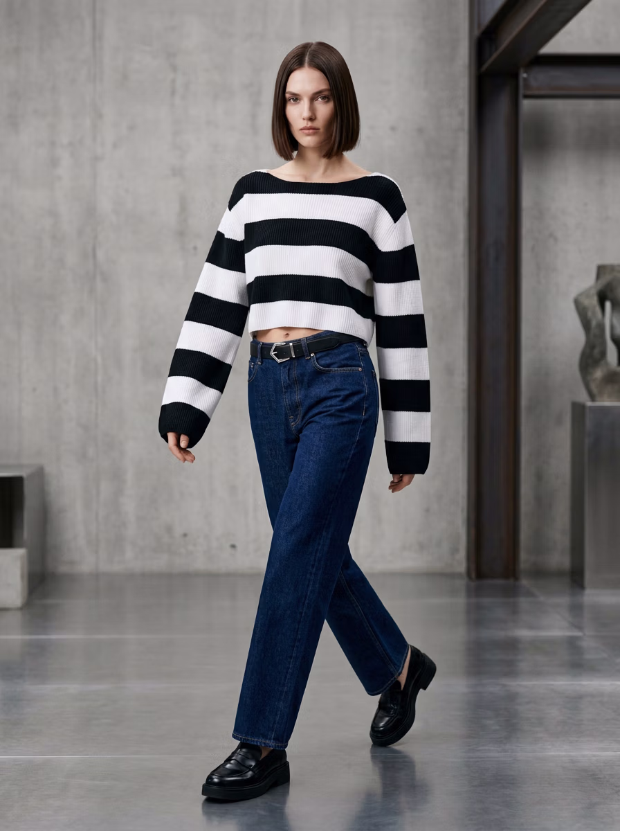 Women's T-Shirts AI virtual try-on — Women's Casual Fashion T-Shirts Cotton fashion model photoshoot by VERA Fashion AI